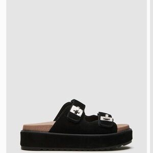 Steve Madden Black Slide Sandals with Silver Buckles